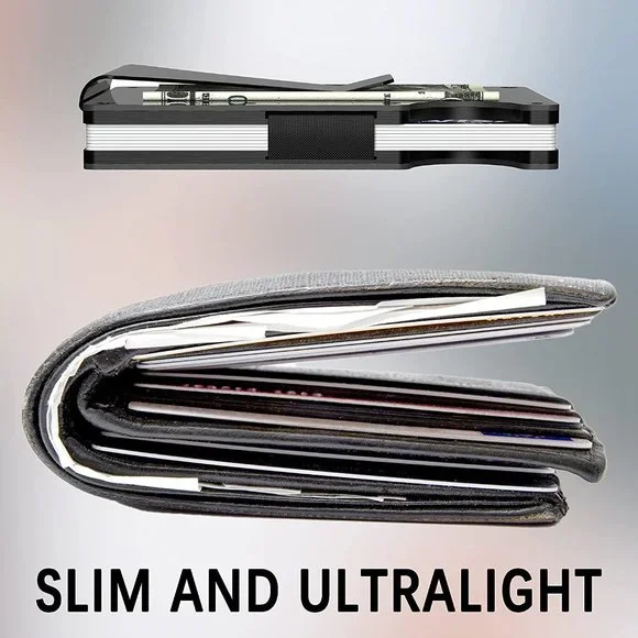 ✨✨BRAND NEW Mens Slim Wallet Minimalist RFID Blocking Money Clip Carbon … - Picture 2 of 8